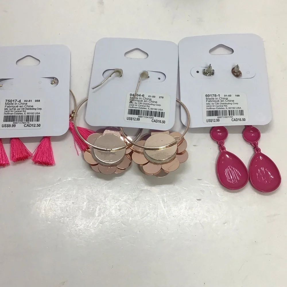 (3) Claire’s Fashion Boho Dangle Hoop Earrings- L4